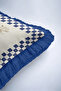 Floral Design Stylish Checkered Framed Fringed Pillow Cover - Navy Blue Tassel Throw Pillow Cover - 8