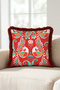 Designed Exotic Bohemian Pomegranate Flower Fringed Pillowcase-Autentic Ethnic Burgundy Tassel Throw Pillow Cover - 6