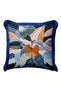 Abstract Floral Pattern Fringed Pillowcase-Artistic Floral Blue Pink Navy Blue Throw Pillow Cover with Tassels - 3