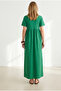 Women's Grass Green Asymmetrical Front Stitching Long Bell Cotton Dress Elb-19002446 - 6