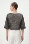 Black Crew Neck Short Sleeve Sequined Athlete Mesh Blouse 3299 - 4