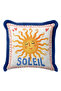 Bohemian Italian Soleil Sun Fringed Pillowcase - Retro Yellow Blue Navy Tassel Throw Pillow Cover - 3