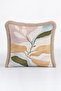 Botanical Abstract Design Fringed Pillowcase - Pastel Leaf Beige Blue Mink Tassel Throw Pillow Cover - 5