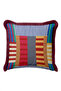 Colorful Striped Patchwork Fringed Pillowcase - Geometric Bohemian Blue Burgundy Tassel Throw Pillow Cover - 5