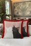 Cute Cat Figured Romantic Fringed Pillowcase-Animal Bohemian Powder Burgundy Tassel Throw Pillow Cover - 5