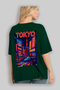 Tokyo Japan Green Oversize Country City Back Printed Unisex T-Shirt 100% Cotton Premium - 4