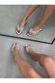Silver Flip Flops (Pearl) Stone Detailed Pearl Women's Slippers - 2