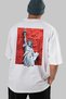 Statue of Liberty White Oversize Country City Back Printed Unisex T-Shirt 100% Cotton Premium - 6