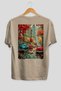 New York 2 Beige Oversize Country City Back Printed Unisex T-Shirt 100% Cotton Premium