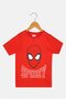 Kids Boy Crew Neck Short Sleeve Spiderman Print T-Shirt, Red - 2