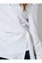 White Textured Long Sleeves Wrap Top - 4