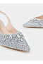 Silver Rhinestone Pointed Toe Slingback Pumps - 3