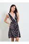 Black Heart Print Satin Slip Dress With Lace Trim