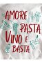 Amore Pasta Vino E Basta Printed Oversize Crew Neck Summer T-Shirt - 4