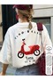 Ciao Bella Motor Printed Oversize Crew Neck Summer T-Shirt