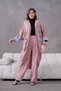 Women's Pearl Detailed Linen Kimono Top and Bottom Set