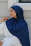 F Pattern Premium Shawl-Navy Blue - 3