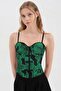 Women's Corset with Covered Bust and Underwire, Jacquard Fabric Detailed Design