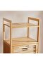 Zora 2 Tier Bamboo Shelf with Laundry Hamper 40x30x95cm-Natural - 2