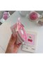 Pink Striped Mini Card Holder & Bag Charm |   Card Holder, Coin Purse, Earphone and Keychain Organizer - 2