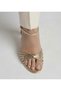 Much Multi-Strap Open Back Sandals Gold Metallic Evening Dress Heeled Women's Shoes - 7