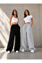 Women's 2-Pack (Black&Gray) Oversize Baggy 2-Thread Loose-Leg Sweatpants