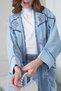 Women's Bat Sleeve Denim Kimono Cardigan and Denim Pants Top and Bottom Set - 7