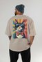 Tarz Kedi Oversize Back Printed Beige T-Shirt Unisex 100% Cotton Premium Design Streetwear - 4