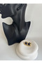 Gold Color Zircon Stone Black Round Earrings (2.5 cm) - 5