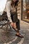 027-134 Comfortable Soft Hard-Toe Cap Buckle Detailed Women's Ballerinas - 2