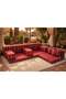 Arabic Majlis Floor Seating Set, Red Striped Pattern, Traditional Style, Outdoor Patio Lounge