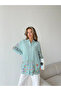Women's Oversize Shirt with Embroidered Front and Sleeves, Beaded Work - 6