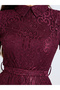 Maroon Lace A-Line Midi Dress With Tie-Belt - 4