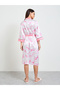 White Bow Print 3/4 Sleeve Robe - 4