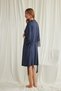 Indigo Blue Robe Nightgown Set, Women's Lace Viscose 2-Piece Nightgown Set, V-Neck Guipure Home Dress Pajamas, Stylish Night Blue Sleepwear - 3