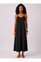 Women's Black Modal Fabric Strap Dress
