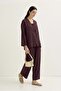 Double-Breasted Closure Modal Tunic Trouser Set Burgundy - 3