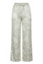Leopard Patterned Waist-Tie Satin Trousers Stone