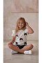 Black Bow Embroidered Shoulder Ruffle Detailed, Short Shorts Girls' Set - 2