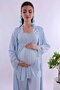 Adjustable Waist Elastic Long Dress Maternity Pajama Set Effortt -Blue - 3