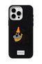 iPhone 14 Pro Max Compatible Leather Look Silicone Cover with Embroidered Hat and Dog Figure