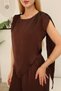 Satin Trouser Suit Brown - 4