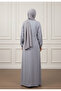 Slate Gray Silk Abaya-887 - 4