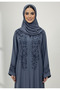 Lina Crystal Rain & Beaded Neck Abaya-854 - 2
