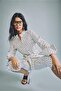 Fitted High Collar Polka Dot Poplin Long Sleeve Ecru Shirt I4905Ax26Au - 4