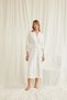 Ecru Long Dressing Gown, Women's Lace Viscose One-Piece Dressing Gown, Gauzy Robe Sleepwear, Stylish Sleepwear, White Luxury Dowry Dressing Gown - 5
