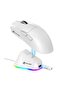 ماوس ألعاب لاسلكي خفيف الوزن X11 مع قاعدة شحن RGB، ثلاثي الأوضاع - 2.4G/USB-C سلكي/بلوتوث، 22 ألف نقطة في البوصة، مستشعر بصري PAW3311، مفتاح HUYU، 5 أزرار قابلة للبرمجة لأجهزة الكمبيوتر/ماك (أبيض)