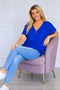 New Season V-Neck Zipper Detailed Cotton Plus Size Blouse - 3