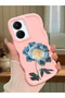 Vivo Y16 Compatible Case Camera Protector Pink Silicone Couple Phone Case Floral Pattern