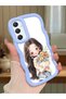 Samsung Galaxy A34 5g Compatible Case Camera Protector Blue Silicone Couple Phone Case Girl Pattern
